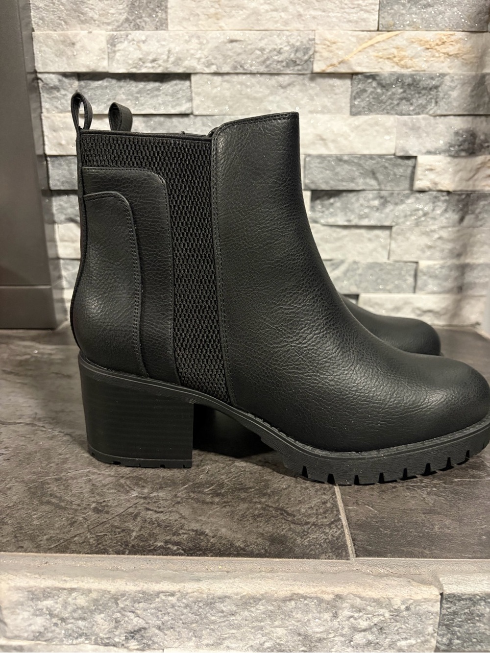 MIA Women's Black Chelsea Block Heel Ankle Boots